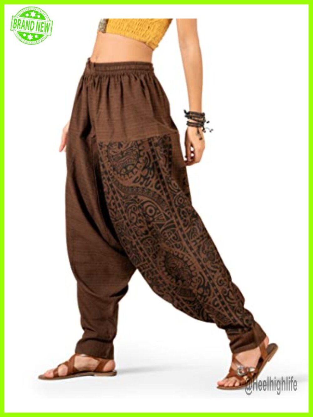 Boho Yoga Harem Pants with Pockets - Cotton Baggy Jogger Lounge Pants